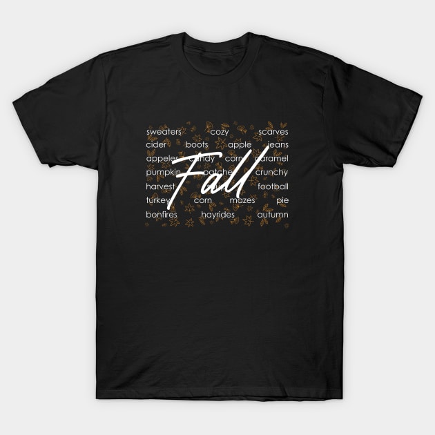 Funny Fall Words Autumn Thanksgiving Fall Graphic Thankful T-Shirt by Benzii-shop 